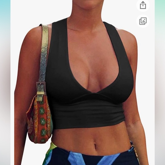 Women’s Sexy Black Crop Top - Picture 2 of 5